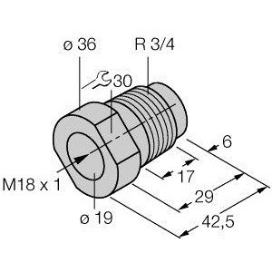 TURCK POLYPRO TANK WELL ADAPTER M18-M30