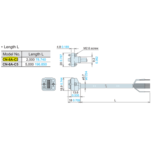 Analog Cable for the HL-G2 Series Analog Output Type