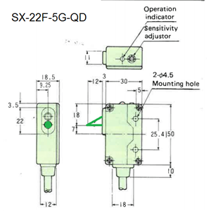 SUNX MARK SENSOR GRN LED DIE CAST NPN