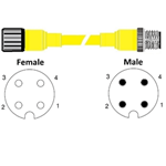 RAMCO M12 4P FEMALE/MALE CABLE 1M