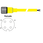 Ramco M12 4P Female Straight Cable 50m